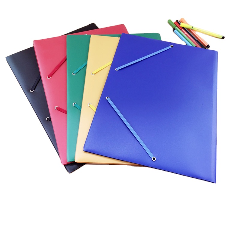 Wholesale A4 Flat Elastic File Bands Folder Bag 3 Flap File Folder Simple Design Rope File Bag