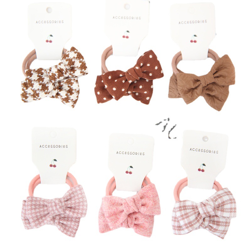 Xiximi Children Scrunchies Set Sweet Baby Elastic Bowknot Rubber Band Flower Embroider Kids Hair Accessories Ponytail Holder