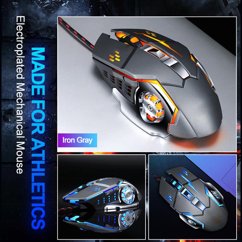 Мышь игровая Механическая Проводная, 6 клавиш, 3600dpi