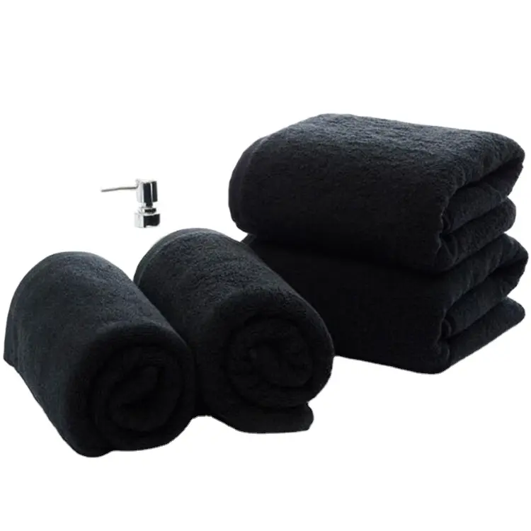 Black Color 16S 40*80cm 180g 100% Cotton Hair Towel for salon spa barbershop