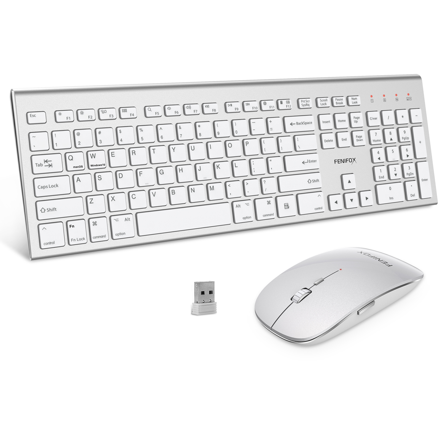 Dual System Switching Ergonomic Slope Selection 2.4G Full Size 104 Key Scissors-key Quiet Wireless Keyboard and Mouse Combos