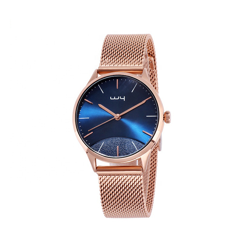 Lady Watch Private Label Rose Gold Stainless Steel Mesh Band Luxury Women Minimalist Wrist Watch
