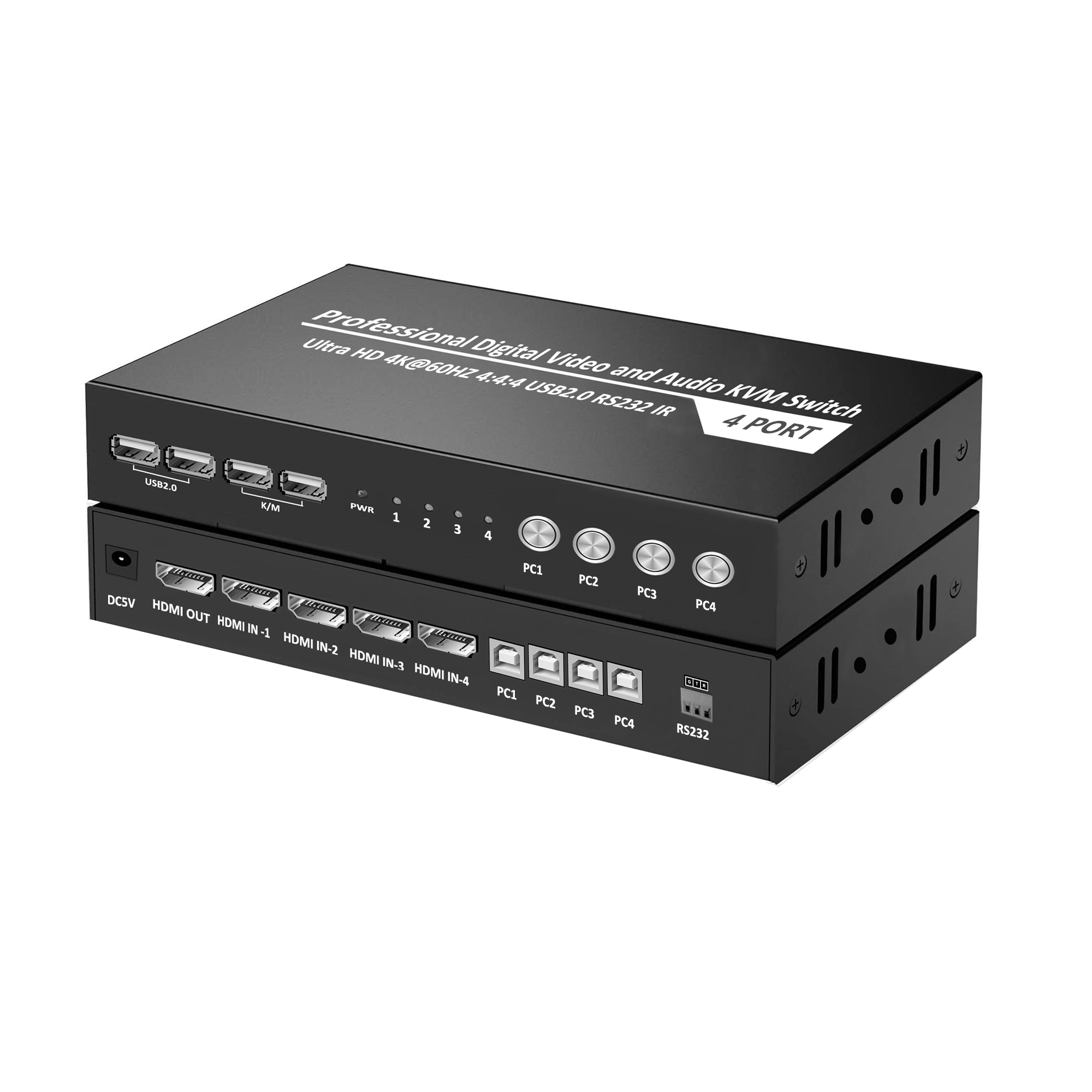4 порта USB2.0 KVM переключатель 4K60hz HDTV для ПК 4 в 1 выход Клавиатура Мышь Переключатель Поддержка Hotkey & RS232 для принтера U disk