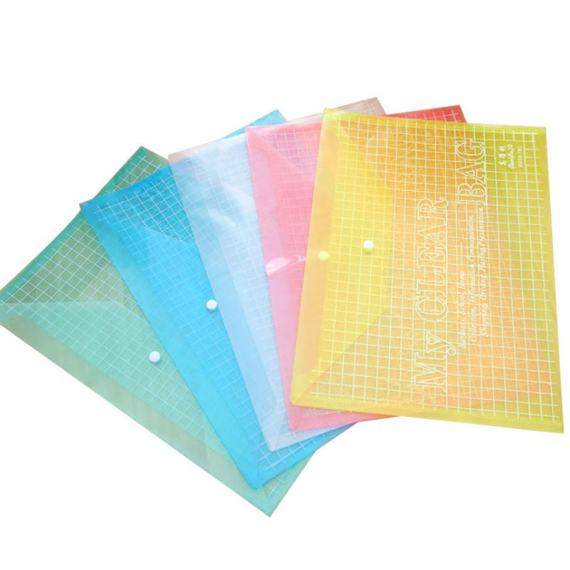 BECOL Hot Sale Examination Paper File Filing Folder Clear A4 Document Bag Waterproof File Folder with Snap Closure