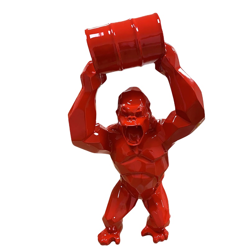 Выставочная полимерная скульптура King Kong в натуральную величину для торгового центра, ремесла, сделанная на заказ статуя gorilla oil из стекловолокна для наружного садового декора
