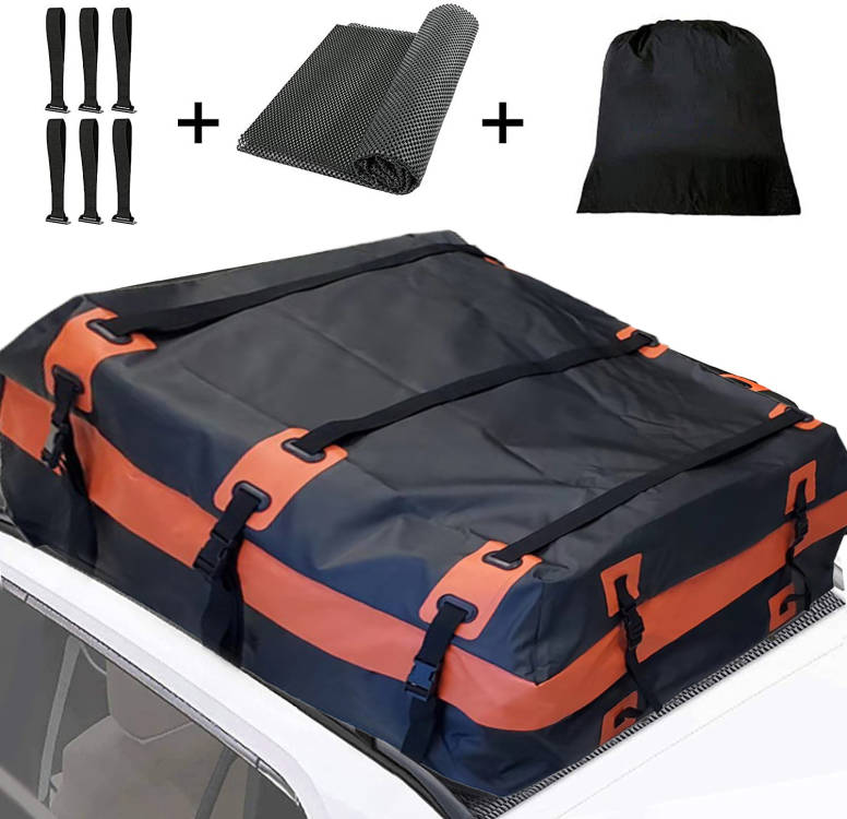 Rain Proof Car Roof Top Cargo Bag Waterproof Travel Car Roof Bag Luggage Carrier 120*90*50cm 47*35.4*19.7" 500D PVC Tarpaulin