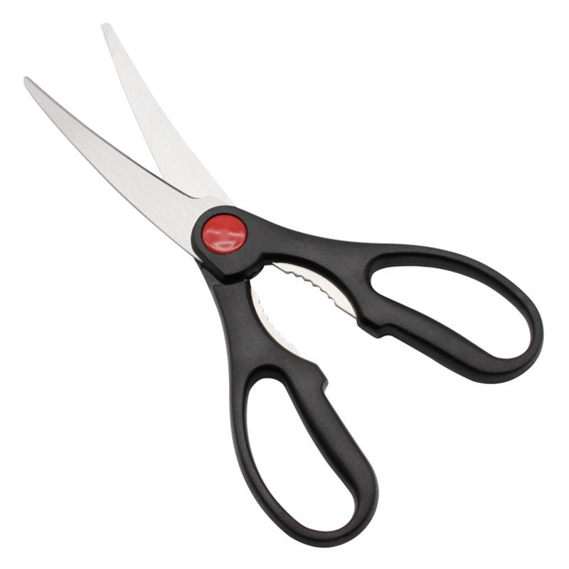 The curved design scissors from Amazon's Korean kitchen are used to cut kimchi and barbecue kitchen scissors