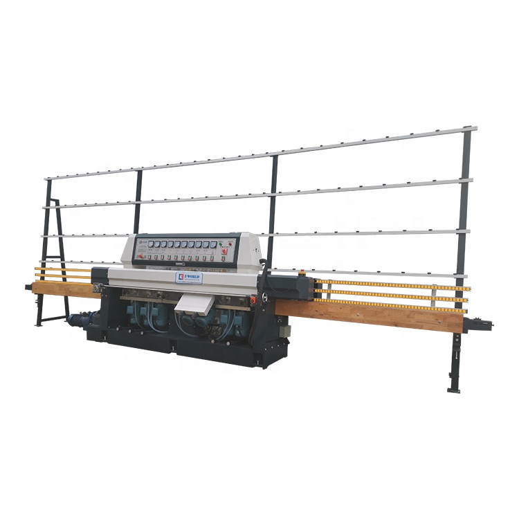 Vertical 9 Motors Glass Straight Line 9 Spindles Glass Edging Polishing Machine CE Standard Glass Straight Line Edging Machine