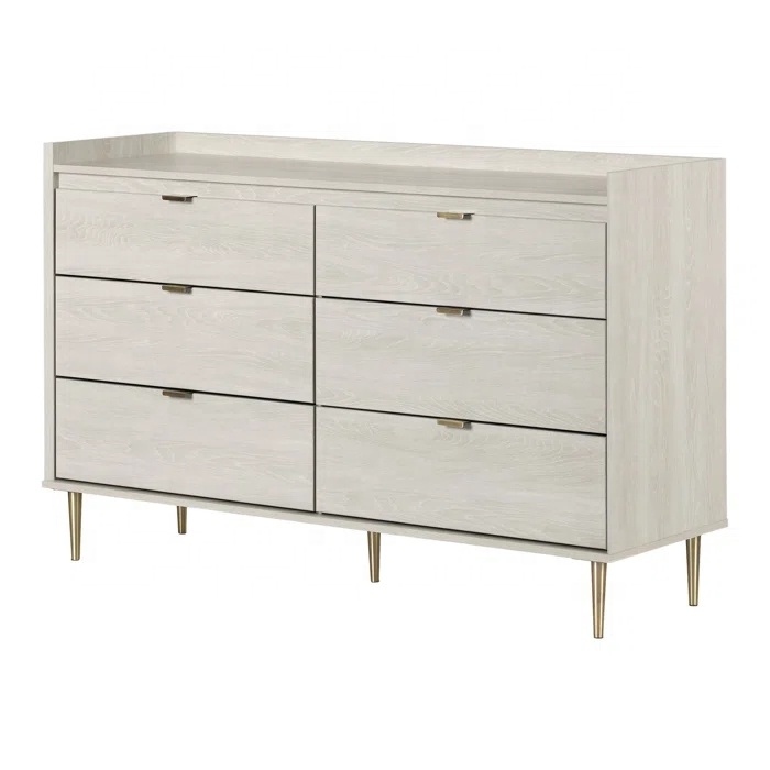 Cabinets 6 Drawers Storage Dresser Metal Wooden Furniture Sale Modern MDF Roller Glides Chest of Drawers Living Room Wood Panel