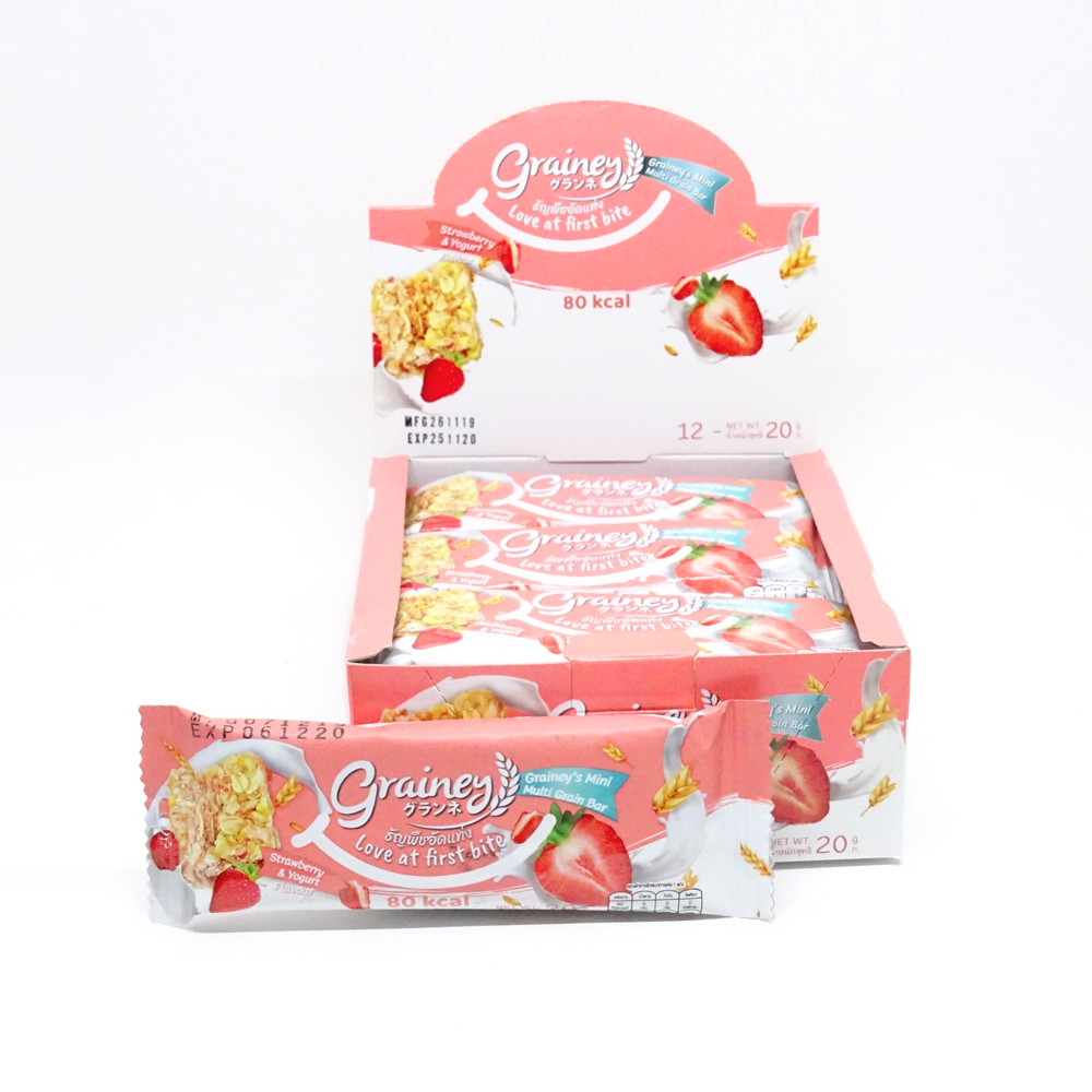Grainey зерновые бар мульти зерна закуски клубника йогурт вкус 20гр