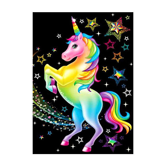 2021 wholesale Full Square Round Diy Short Lint Canvas Flying Colorful Horse wall Artwork diamond paintings
