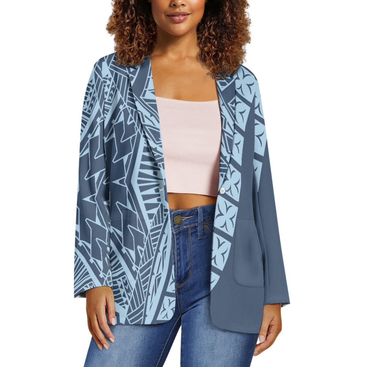 Custom Clothing Manufacturers Womens Clothing Print On Demand Pasifika Exquisite White-Collar Women's Casual Suit Jacket