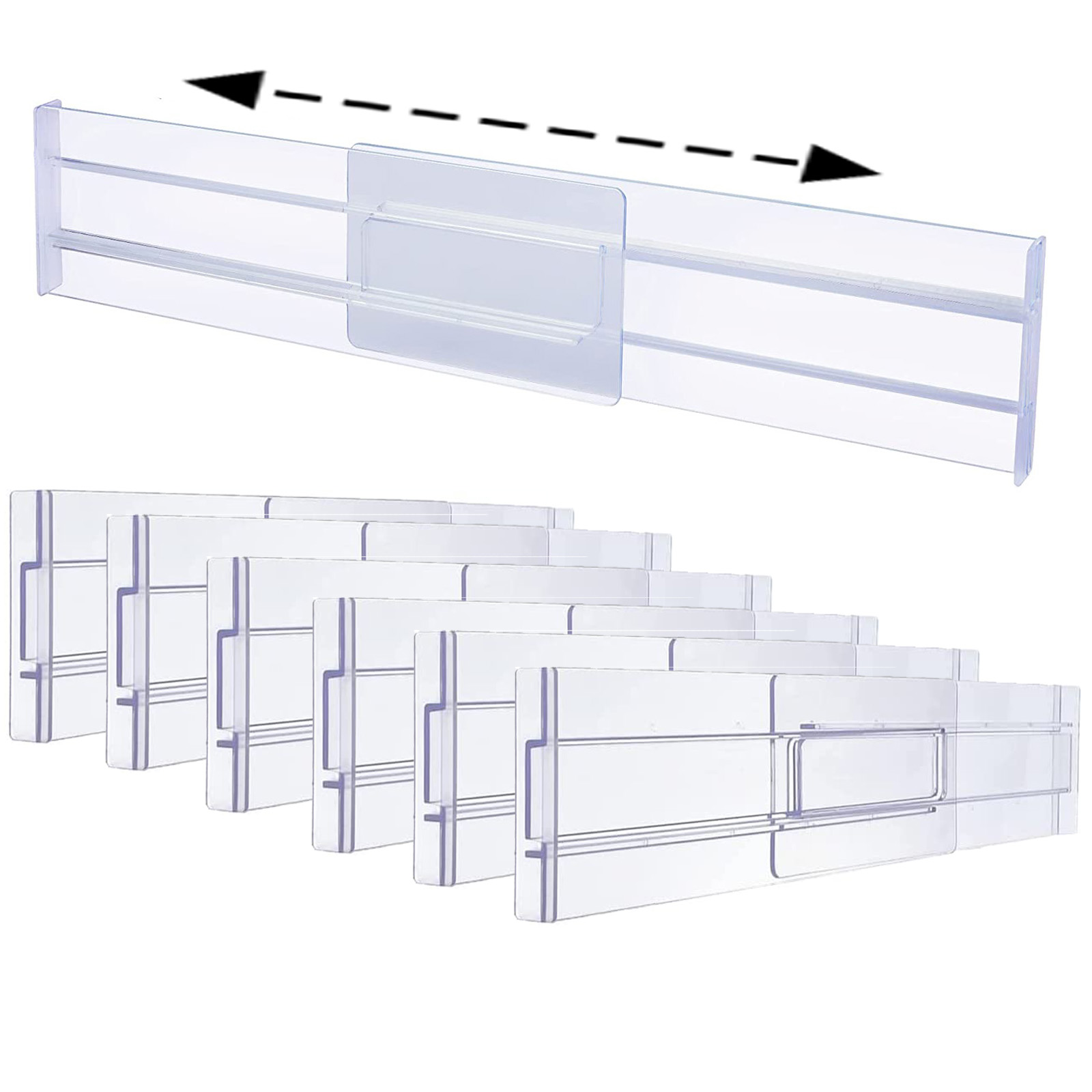 Plastic Clear Adjustable Drawer organizer Dividers Expandable Drawers Separators