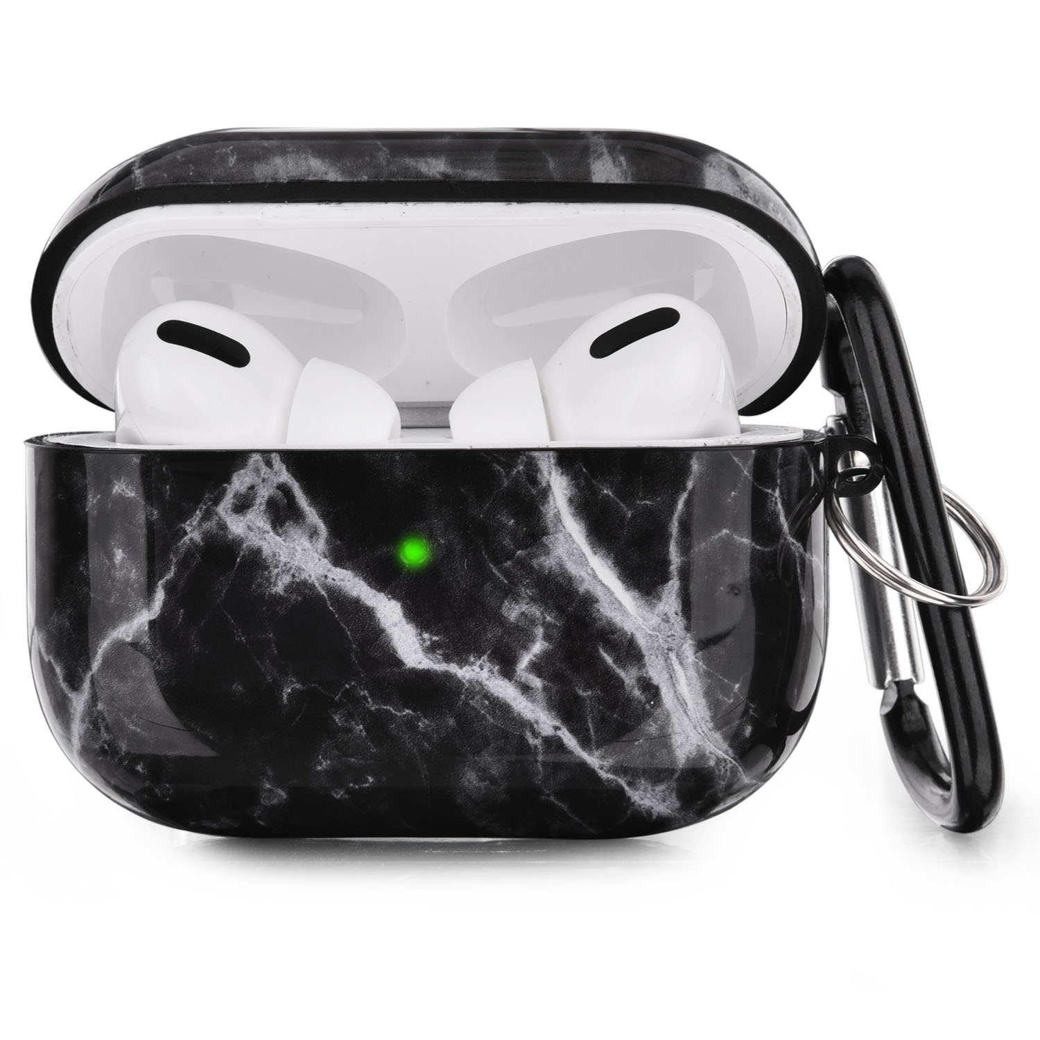 Полная защита, роскошный ударопрочный чехол из ТПУ IMD Для Airpods Pro, чехол Мраморный черный с брелоком для Airpods Pro 3 2 1