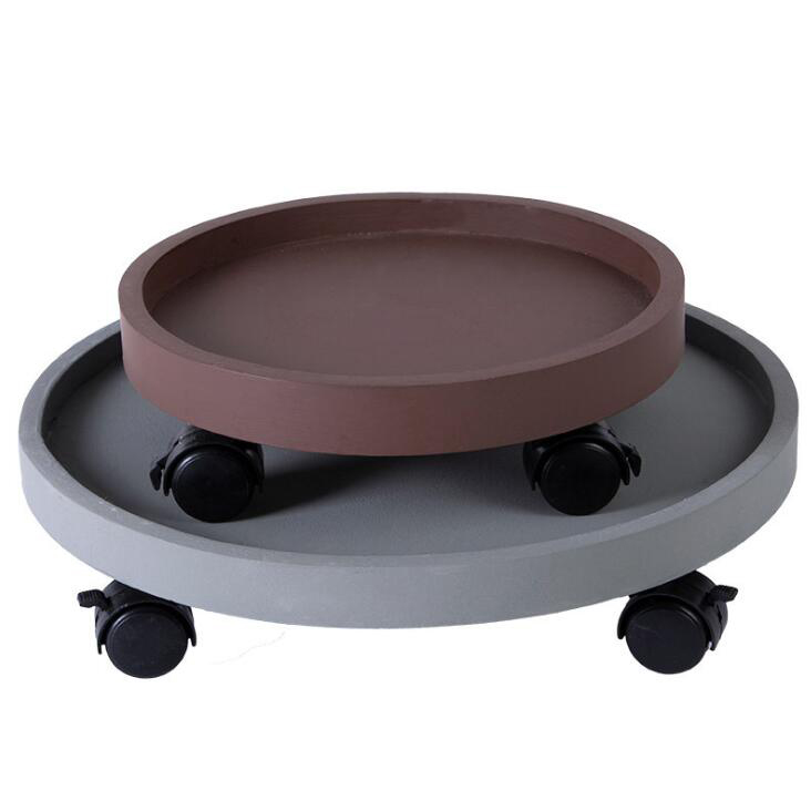 round plant holder home garden rolling trolly dolly durable plastic flower pot tray with wheel