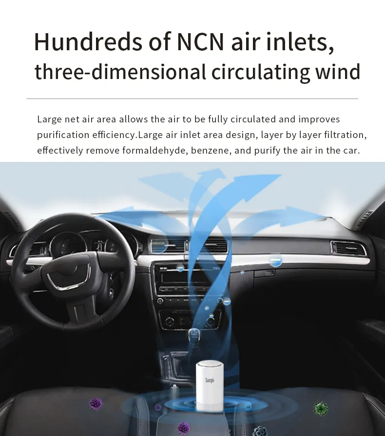 New Product Arrivals Mini LED UVC Car Air Purifier Portable Disinfect Ultraviolet Sterilization Air Purifier UV Light For Car