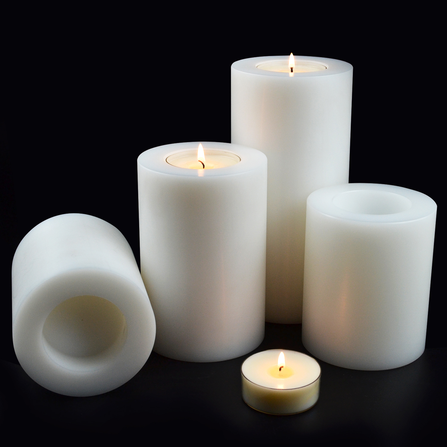 Hot sale plastic white artificial candle holders weddings