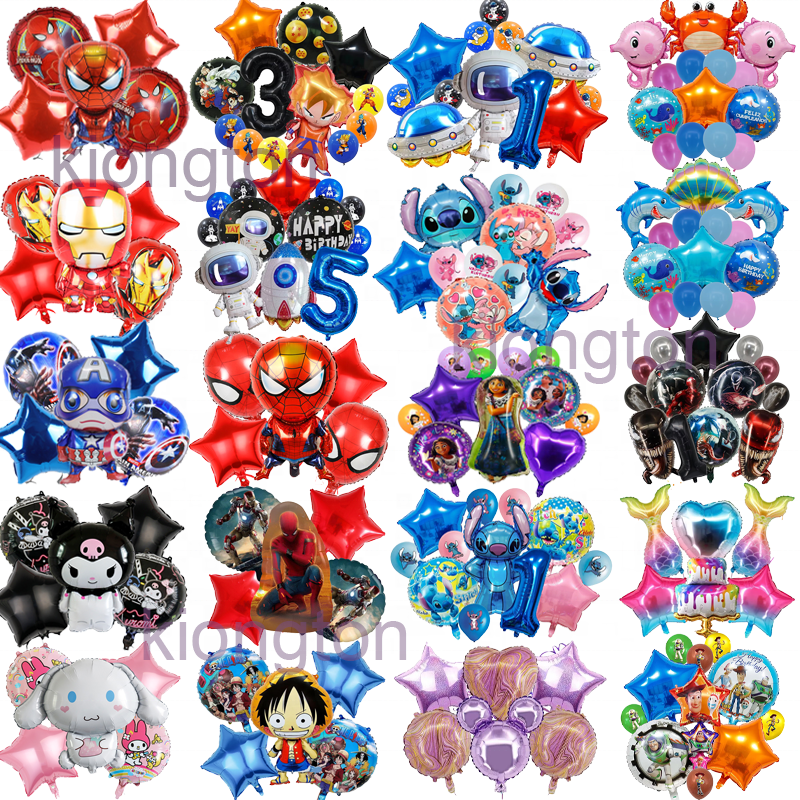 wholesale Cartoon Anime Character Movie Foil Helium Balloon Sets Stitch Kuromi My Melody Encanto Globos Set For Party Decoration