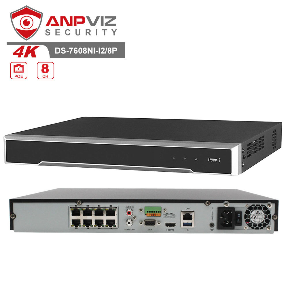 HK фирменные DS-7608NI-I2/8P 8CH 2 SATA 4K POE NVR (5MP/6MP/8MP/12MP/4K) POE сетевой видеорегистратор H.265 + ONVIF IVMS4200