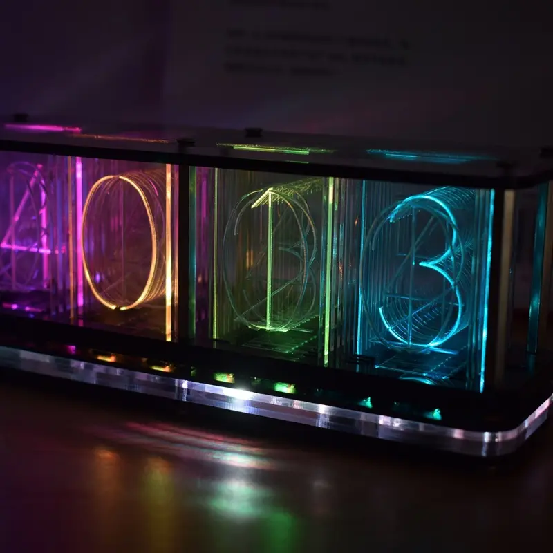 2021 Amazon Rgb Glow Tube Clock Led Cool Nixie Tube Alarm Clock Steampunk Clock Tube