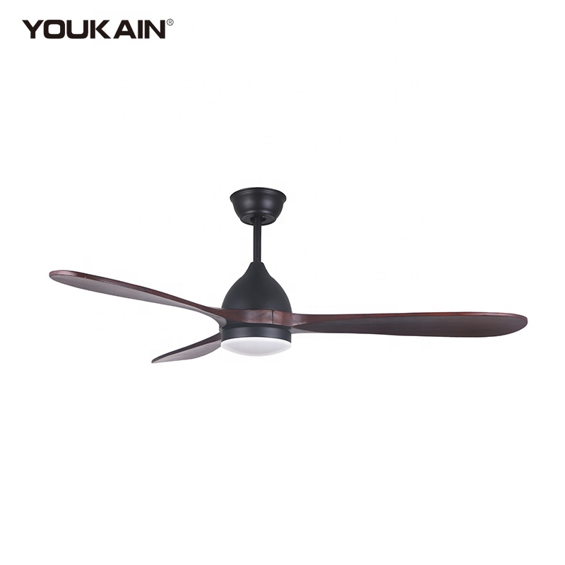 Luxury Stylish 3 Blades Solid Wood LED Ceiling Lamp Fan Wooden Blade Ceiling Fan with Light and Remote