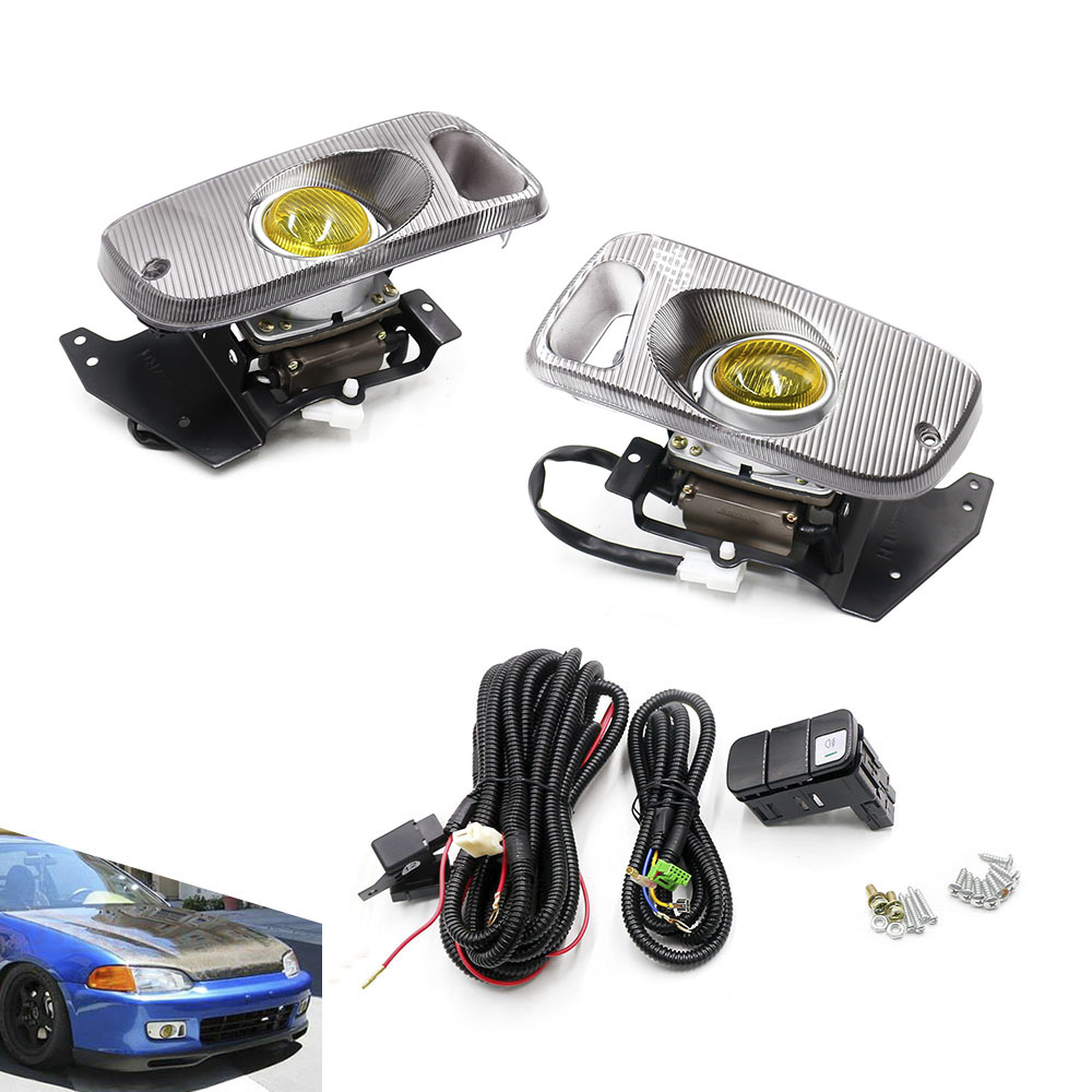 Противотуманные фары для бампера с желтыми линзами для Honda Civic 92-95 2/3D EG D15 D16 1,5/1,6, левые и правые противотуманные фары, противотуманные фары, лампа дальнего света