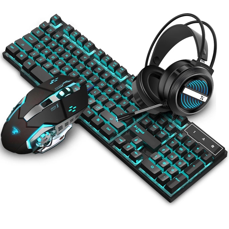Wired USB Keyboard with 104 Key Mechanical Felling Wired Macro Programming Mouse Wired Earphone Keyboard Mouse Combos for Gaming