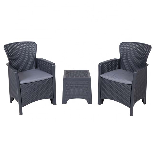 3pcs Garden Rattan Sofa Set Plastic Injection Outdoor Furniture