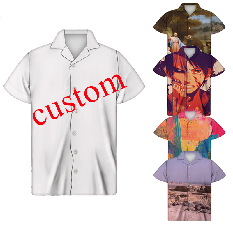 Plus Size Button Down Men's Plain Dyed T-Shirts Custom Blank Shirts For Men Short Sleeve 5xl Men's 3d Digital Printing T-Shirts