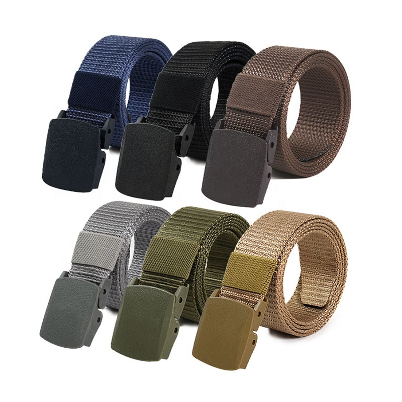 Durable multi colors black green 3.8cm polyester webbing plastic buckle training tactical belt casual belt for men