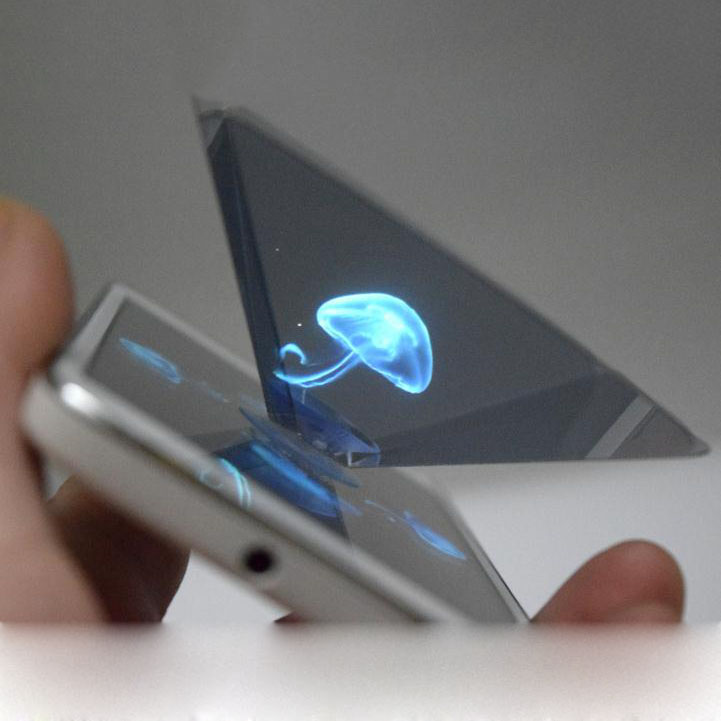 Логотип OEM, Миниатюрный дисплей на заказ, 3D Голограмма, плоский складной видеопроектор с прозрачной голографической пленкой для смартфона