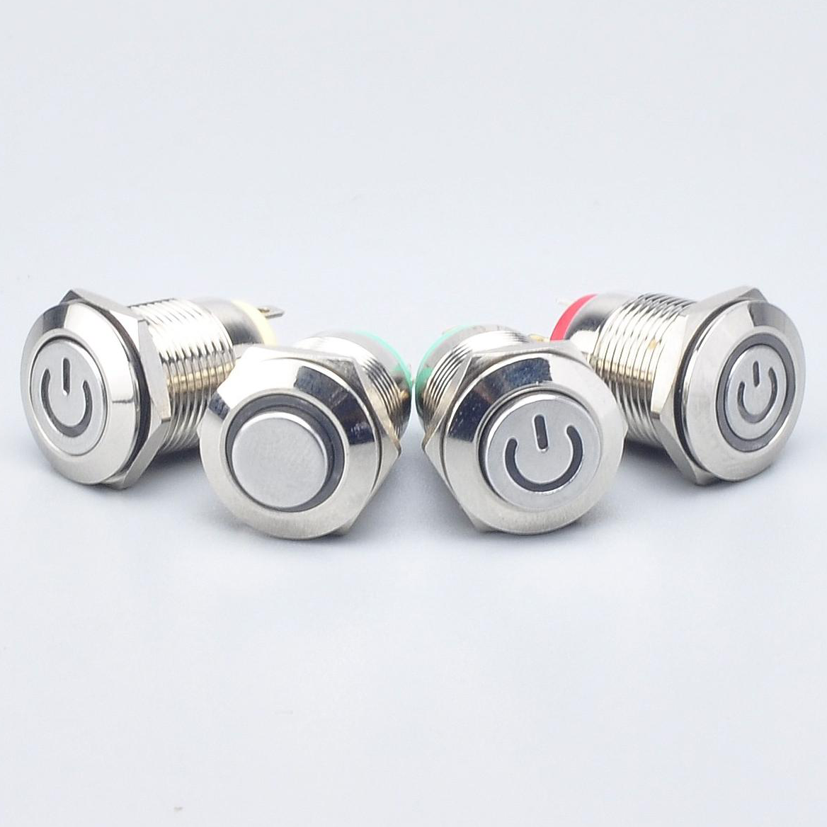 12mm Small Mini Metal Push Button Tact Swich  Electronic Momentary LED Power Waterproof Car Switch