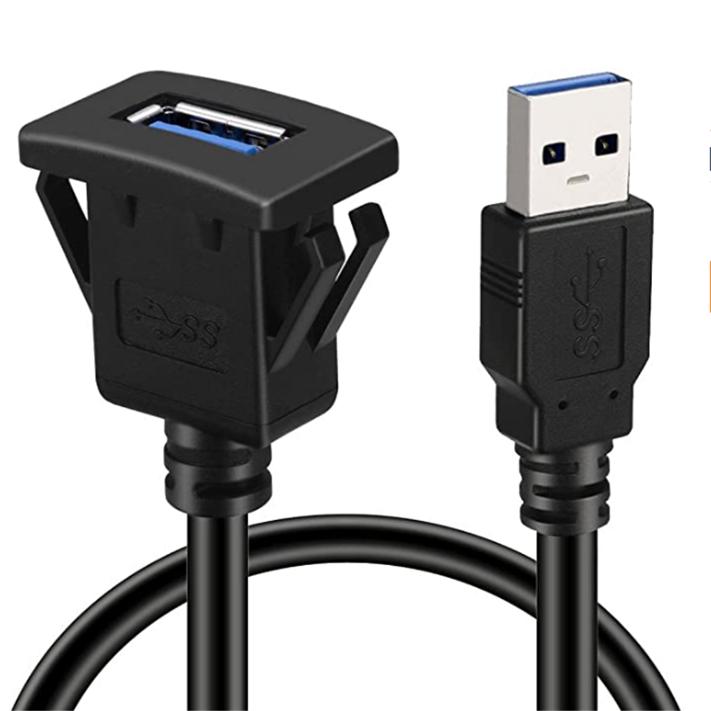 Квадратный Удлинительный кабель с одним портом USB 3,0 для монтажа на панели автомобиля, грузовика, лодки, мотоцикла, приборной панели 3 фута