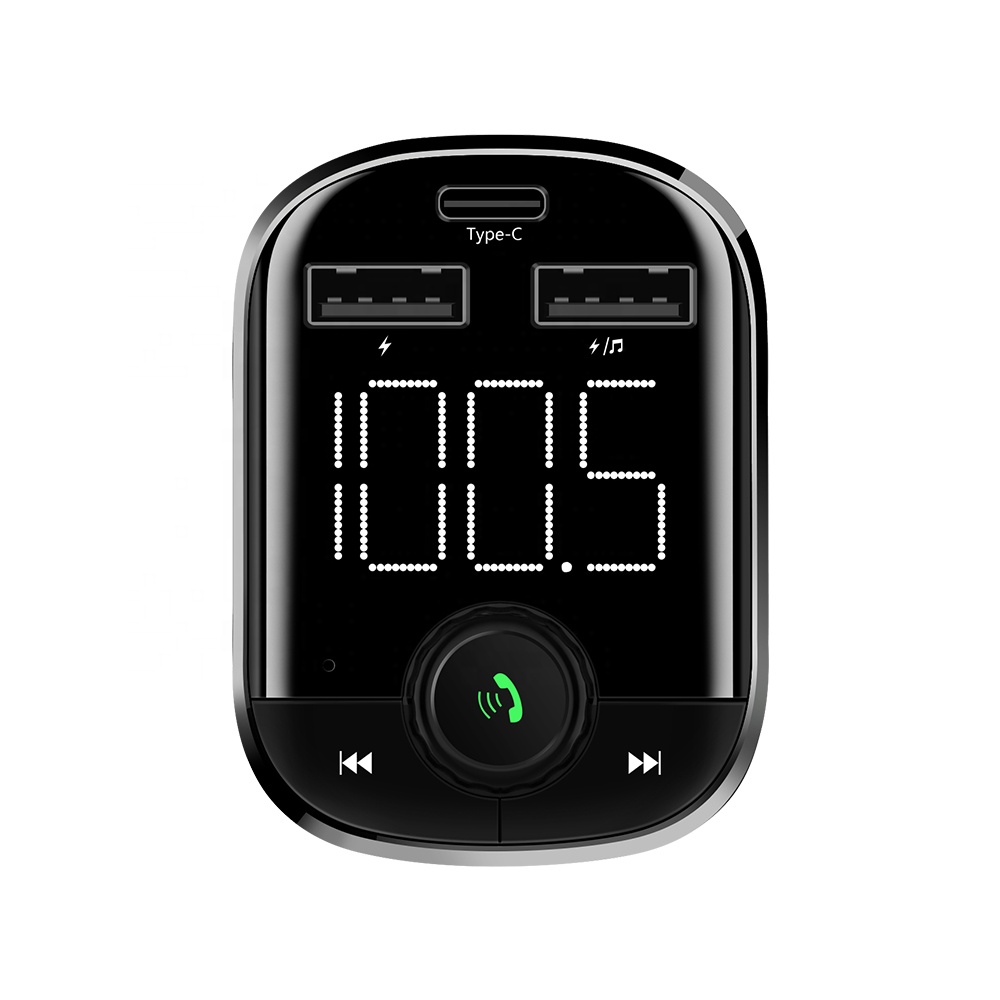 Автомобильный Bluetooth 5,0 FM передатчик с разъемом Type-C и двойной USB Выход быстрой зарядки портов телефонные звонки в режиме Hands-Free Автомобиль MP3 плеер