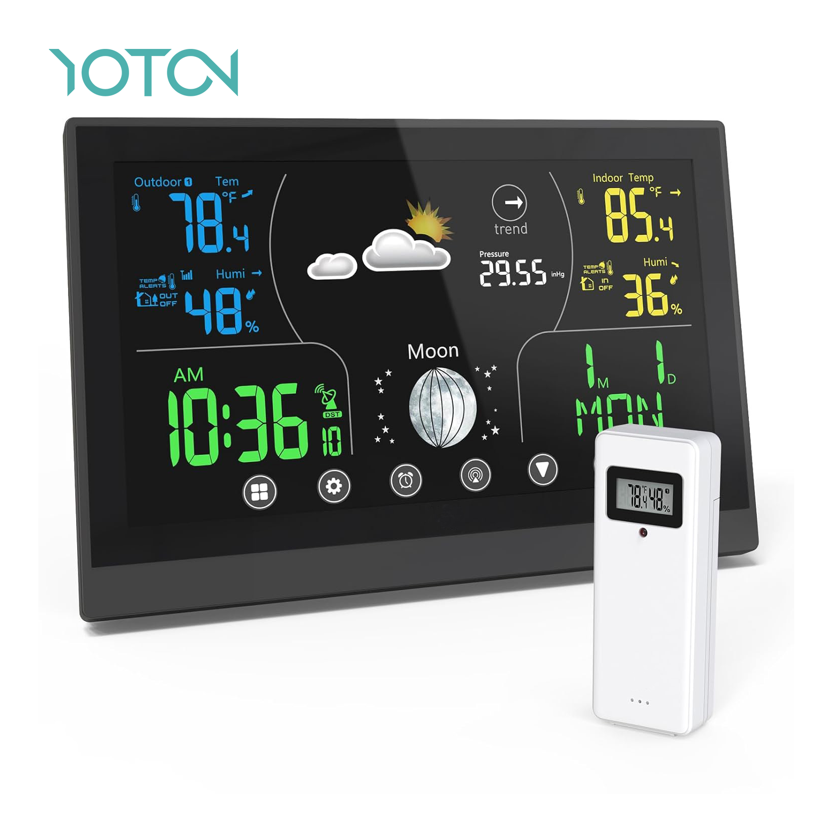 Only USA Modern Plastic Anniversary Wall Alarm Clock Wireless Date/Temperature/humidity Display Weather Forecast Weather Station
