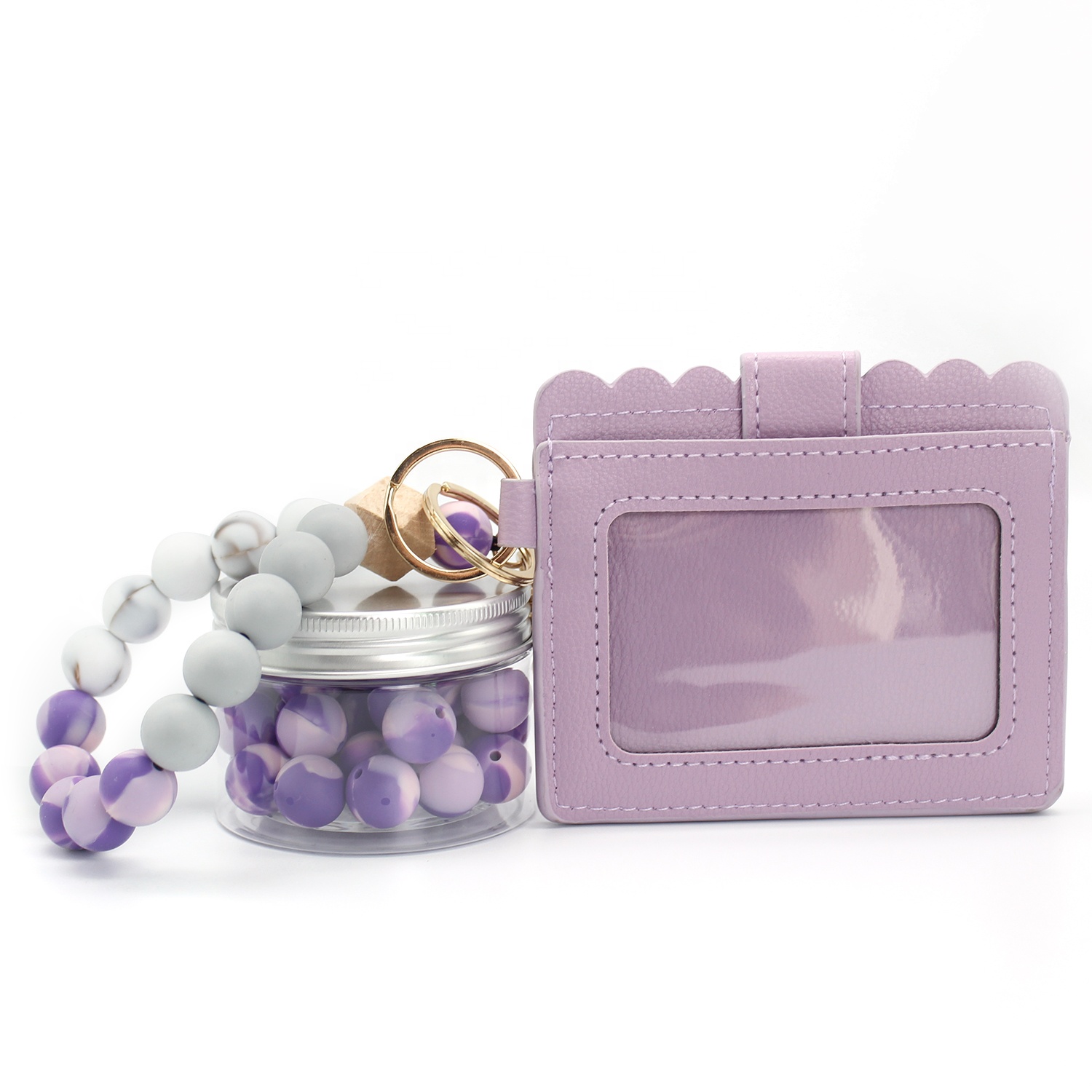 2021 Latest Design Silicone Beads Stretch Bracelet Keychain Wrist Wallet Credit Card Holder Purse Women Wallets