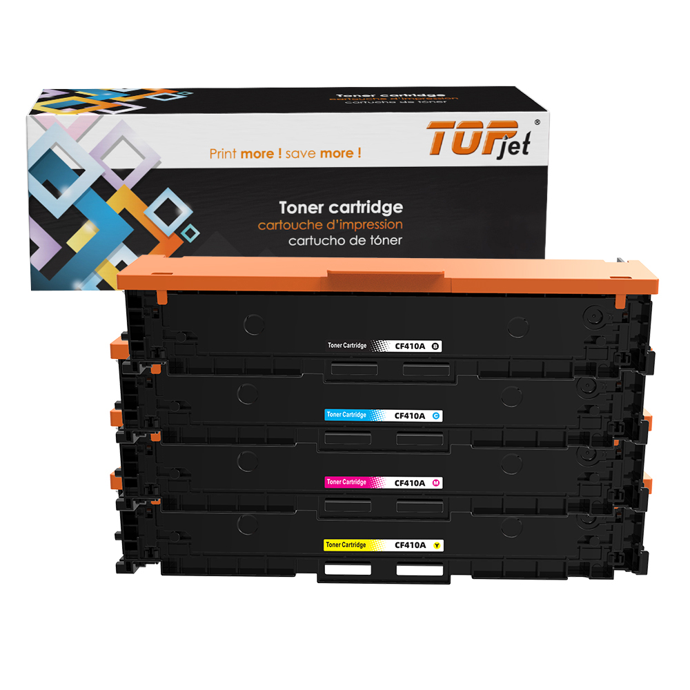 Topjet CF410A CF411A CF412A CF413A 410A Color Toner Cartridge  Compatible for HP M452NW M477FDW M452DN M477DW Printer
