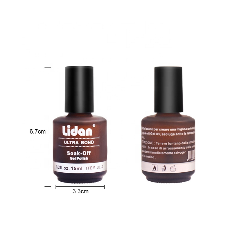 Lidan 15ml Nail Art Transparent Adhesive Dry Nail Surface Sanding-Free Adhesive Long-Lasting Color Fixation Nail Polish Adhesive