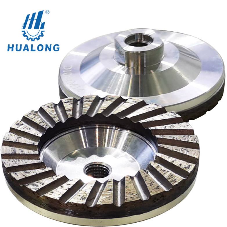 low noise M14 Diamond Grinding Disc 100mm/4" Aluminum based turbo Ripple Grinding Cup Wheel for Concrete Granite Stone polishing