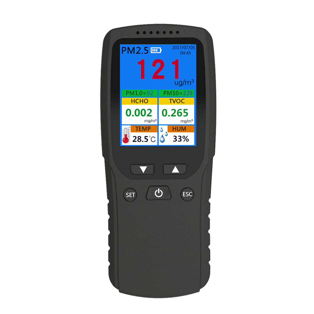 Детектор качества воздуха, мульти-детектор газа PM2.5/PM10/HCHO/TVOC, анализатор температуры и влажности, анализатор выхлопных газов