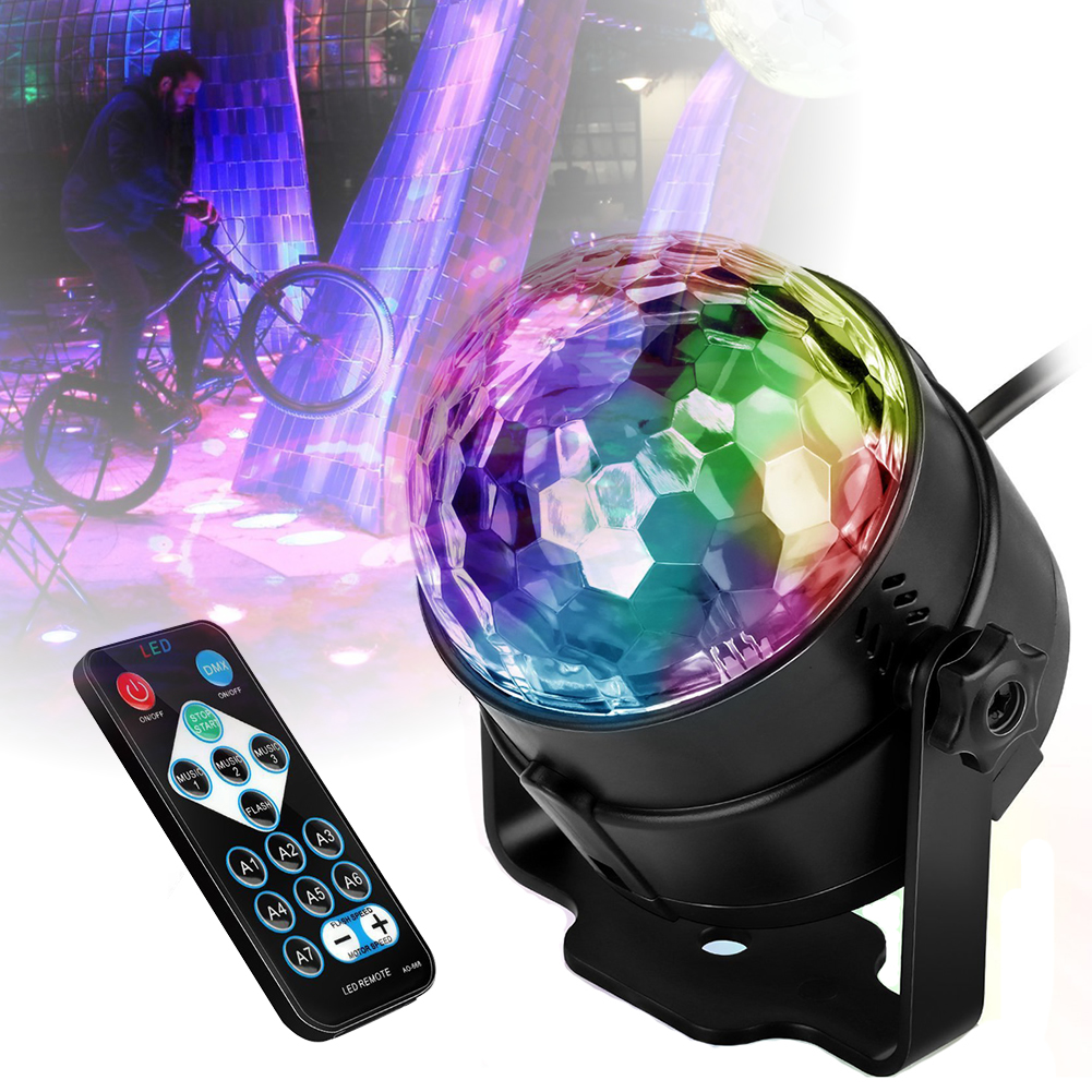 RGB-светодиод 3 Вт для домашней вечеринки, Рождества, таймер, сценические эффекты, освещение, звуковая активация, Вращающийся Диско-Шар для диджея, стробоскоп для вечеринки
