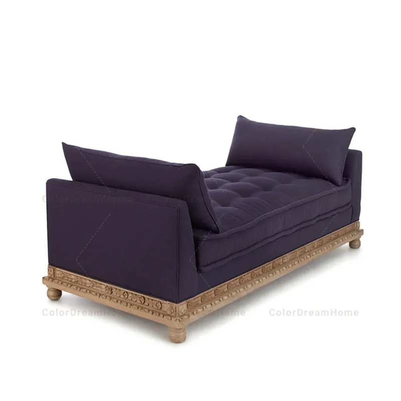 European furniture high quality bedroom bed bench wood structure with fabric