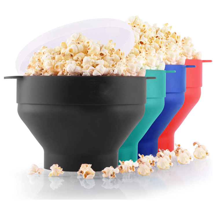 silicone popcorn bucket with lid silicone microwave popcorn bucket with handle lid safe collapsible popcorn maker bowl