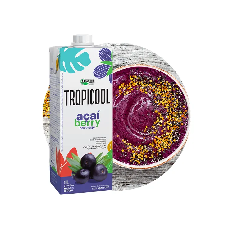 Brazilian Packaged Vitamin Concentrated Fruit Acai Berry Pulp Beverage Drink Without Artificial Food Coloring