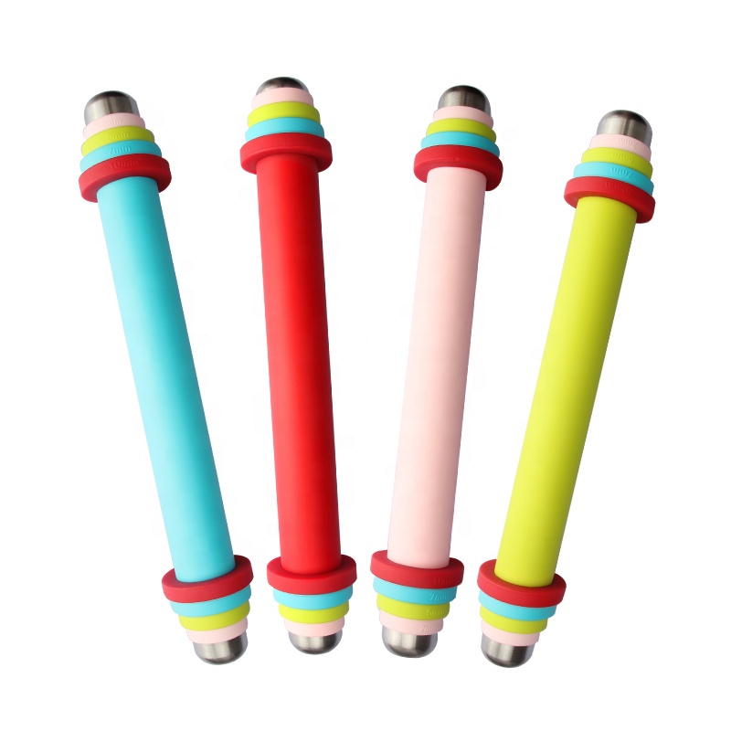 Gadgets 2021 Innovative Amazon Hot Sellings Silicone Rolling Pin With Adjustable Rings Clay Rolling Pin