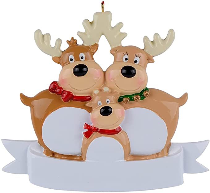 Personalized Reindeer Family of Christmas Tree Ornament 2021 Cute Deer Holiday Winter Gift Year Durable 2021 Family Ornament
