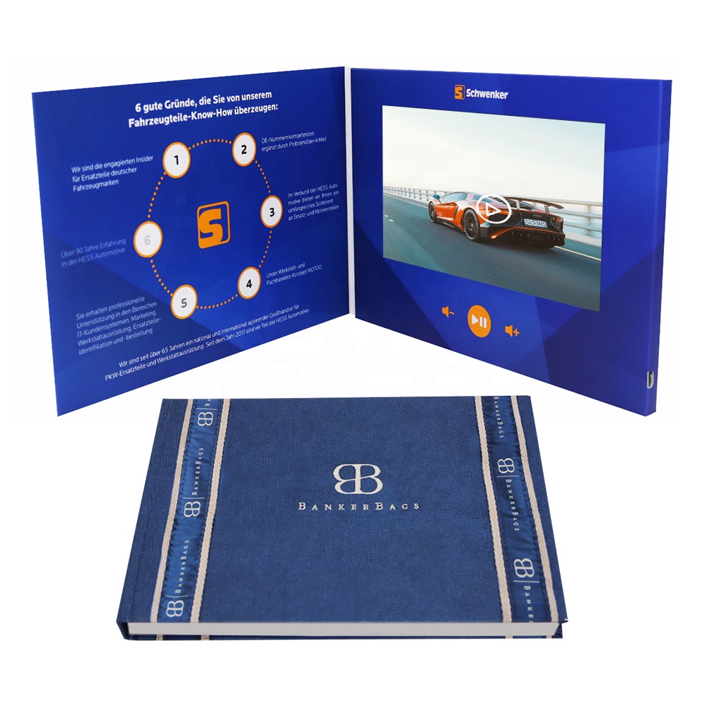 Luxury cosmetic promotion 5 7 inch mailer customized lcd screen custom video brochure for greeting gift invitation business card