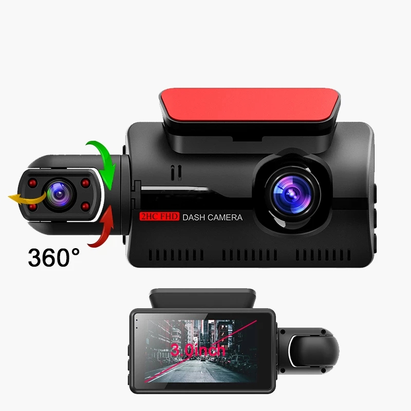 Автомобильный видеорегистратор с 2 объективами HD1080P, Автомобильный видеорегистратор в черном корпусе, 3,0 дюймовый IPS-видеорегистратор с функцией ночного видения, G-сенсор, циклическая запись, DVR