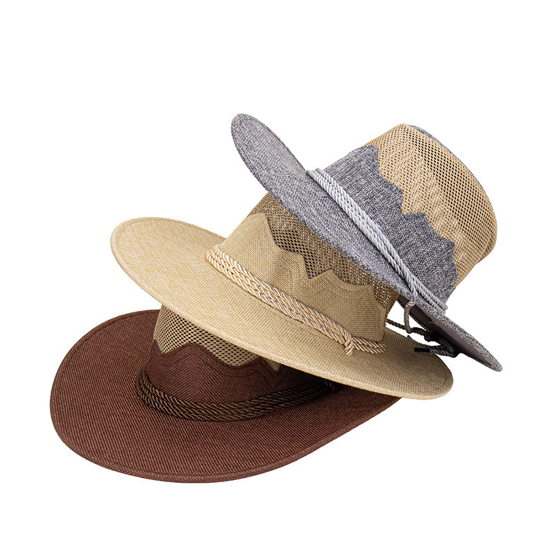 Men Women Woven Casual Vintage Straw Cowboy Hats with Hat Band