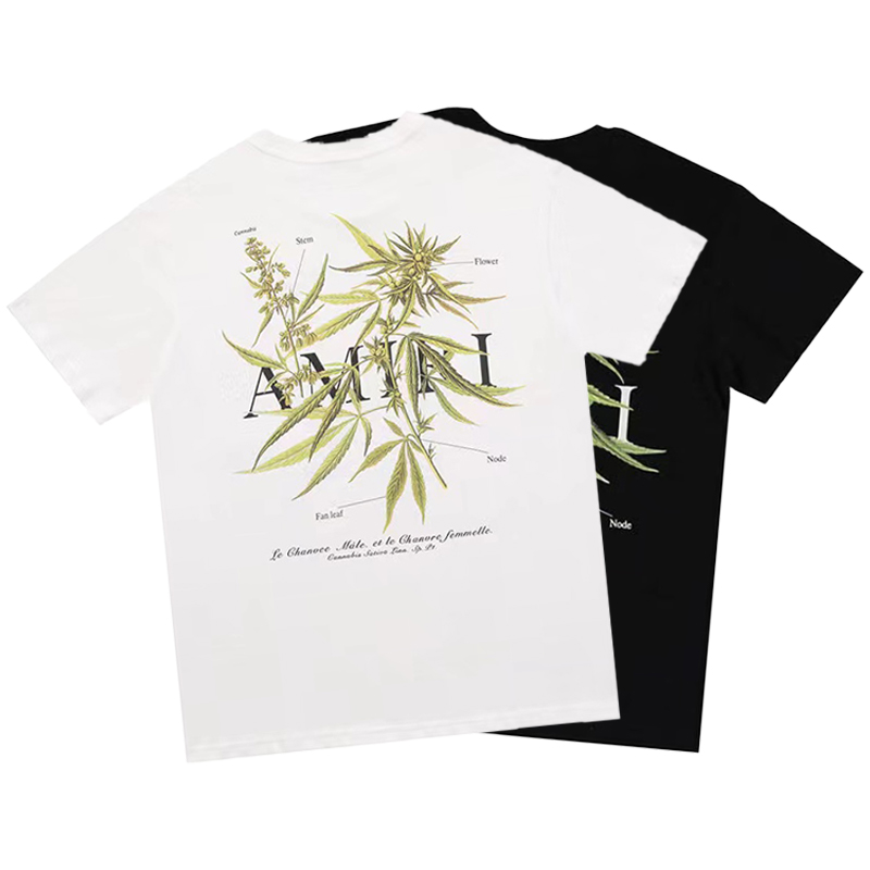 Fashion Brand Amiry Skinny Grass Printed Short Sleeve Amiris Tshirts In Bulk